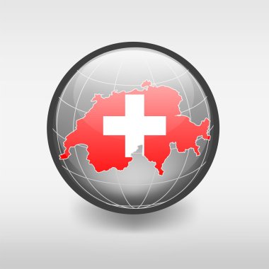 Flag Switzerland on a map clipart