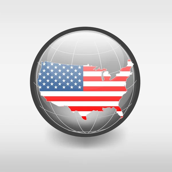 stock vector Globe American flag on a map of the USA