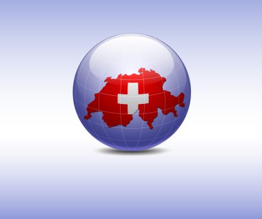 İsviçre bir harita üzerinde bayrak