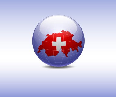 Flag Switzerland on a map clipart