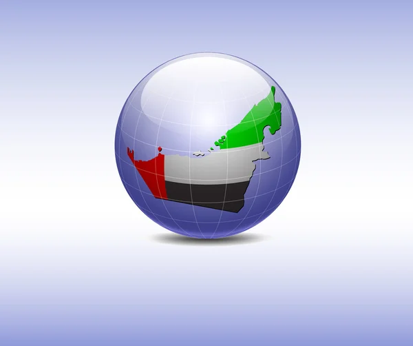Mappa della bandiera degli EAU nel mondo — Vettoriale Stock
