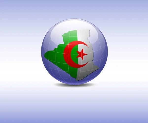 Map of Algeria. Flag in the globe — Stock Vector