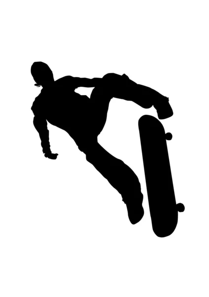 印刷します。白い背景の上のスケート ボード上の男 — ストックベクタ