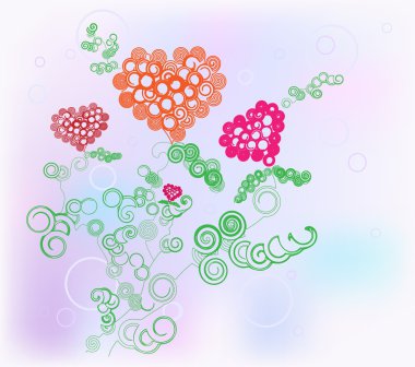 Sevgililer günü kalpleri soyut çiçekler gibi