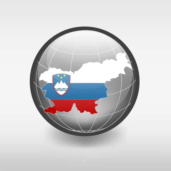 Carte du drapeau slovène dans le monde — Image vectorielle