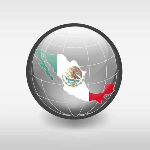 Meksika bayrağı Dünya Haritası — Stok Vektör