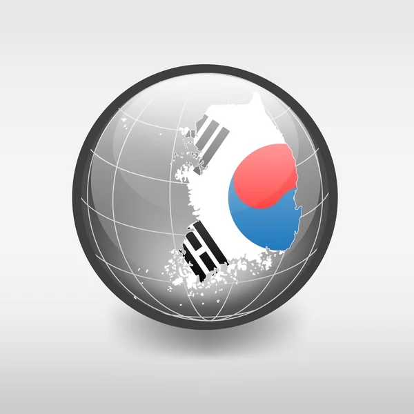 Vector illustration of South Korea map a in the globe — Stock Vector