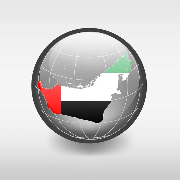 Map of UAE in the globe — Stock Vector