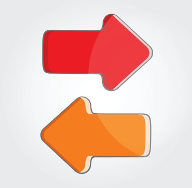 Red and yellow arrows moving in a opposite directions clipart