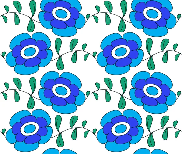 Flores azules sobre un fondo blanco — Vector de stock