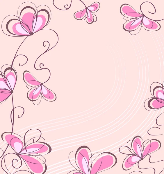 Bruin bloemen op een roze achtergrond — Stockvector