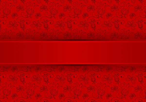 Schwarze Blumen auf rotem Hintergrund — Stockvektor