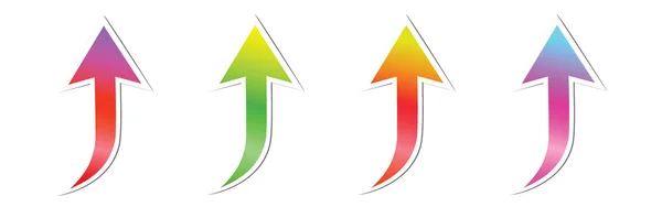 Flechas multicolores que llevan hacia arriba, sobre un fondo blanco — Vector de stock