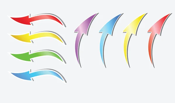 Flechas multi coloridas que levam para cima e para fora — Vetor de Stock