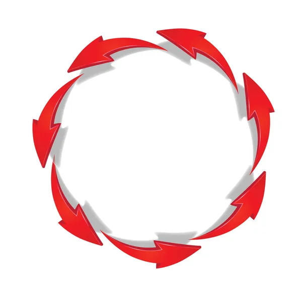 Flèches rouges se déplaçant en cercle — Image vectorielle