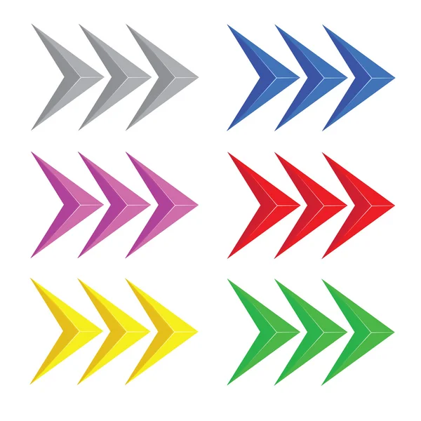 複数の色の矢印、横に移動 — ストックベクタ