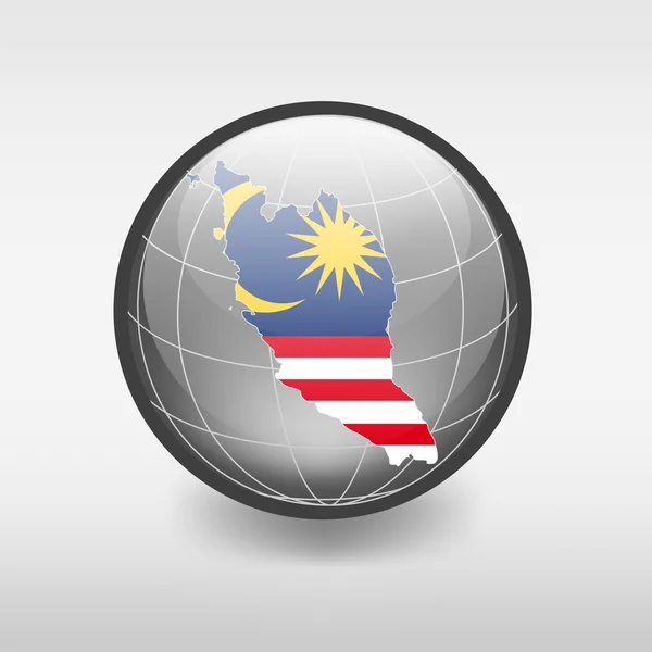 Karta över malaysia i Globen — Stock vektor