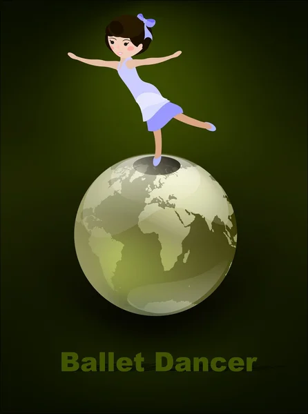 Dancer on the green globe — Stock Vector