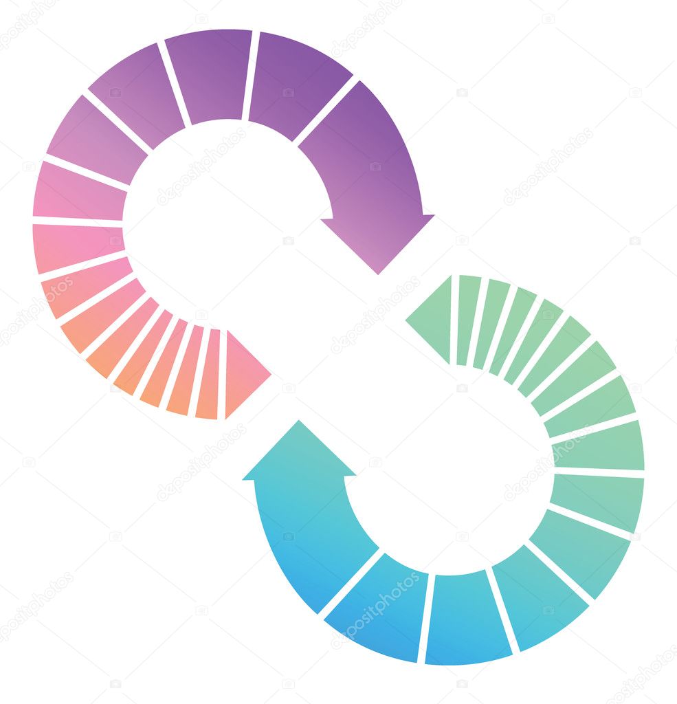 Multi-colored arrows moving in a circle