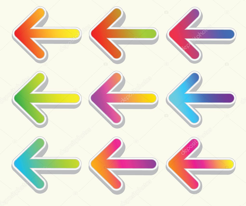 Multi Colored Arrows That Move Into The Left Side — Stock Vector