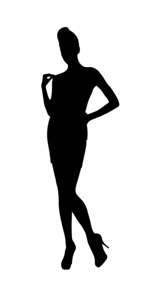 Chica silueta negro — Vector de stock