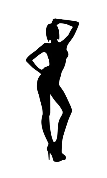 Silhouette fille noir — Image vectorielle