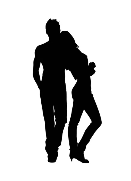 Silhouette of a young couple — Stock Vector