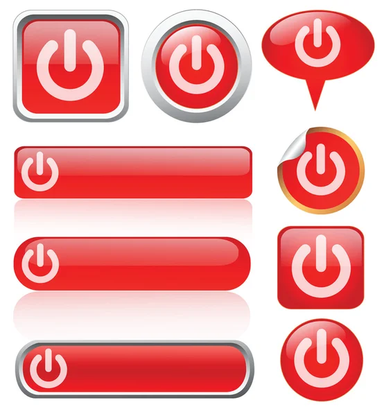 Glossy power button icon set — Stock Vector