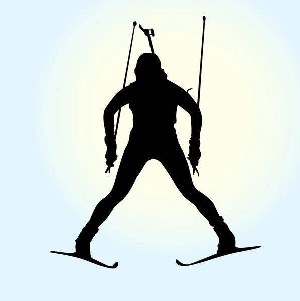 Biathlon sportman silhouette — Stock Vector