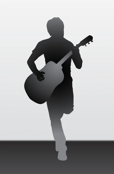 stock vector Silhouette of man with guitar