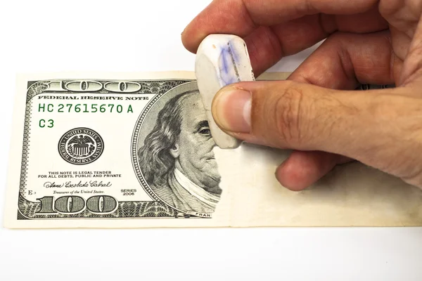 Erasing dollar — Stock Photo, Image