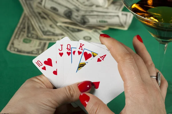 Poker ve içecekler — Stok fotoğraf