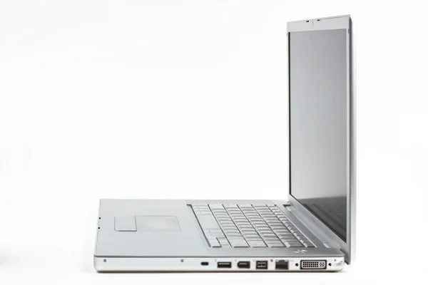 Silver laptop side vier — Stock Photo, Image