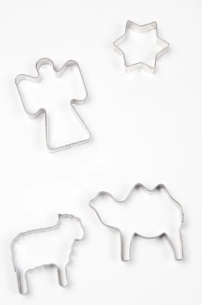 Angel, Star, Sheep and Camel in Pastry Cutters — Stock Photo, Image