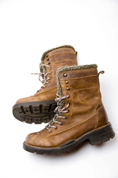 Stary brązowe skórzane buty — Zdjęcie stockowe