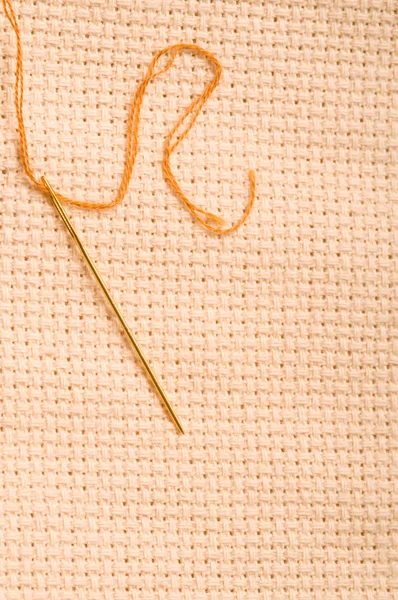 Aida cloth with needle — Stock Photo, Image