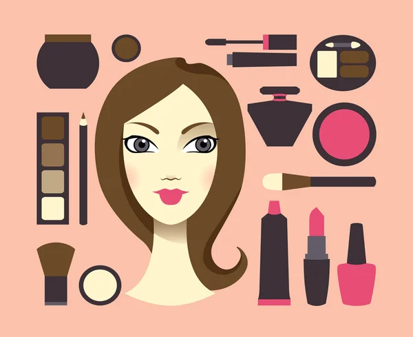 stock vector Woman and cosmetics