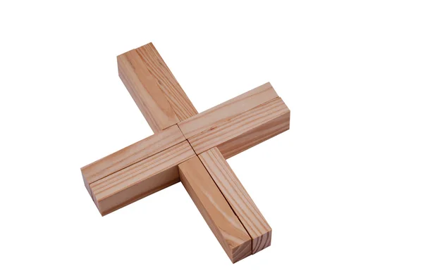 Plusz szimbólum egy fából készült — Stock Fotó