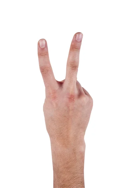 Human hand make a number two — Zdjęcie stockowe