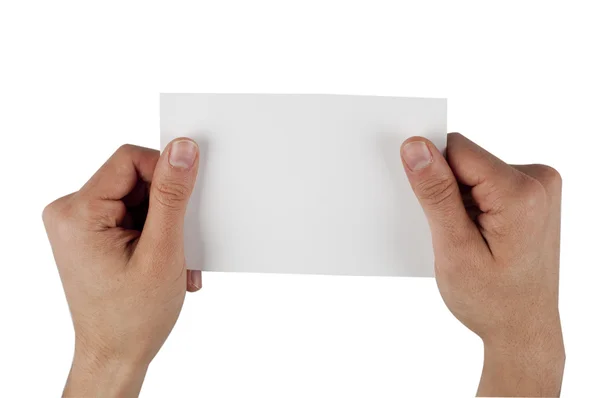 Ludzką ręką gospodarstwa papieru puste — Zdjęcie stockowe