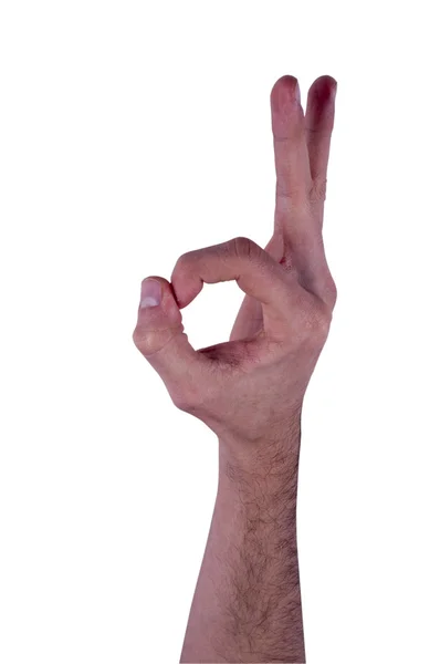 Okey mão sinal isolado fundo branco — Fotografia de Stock