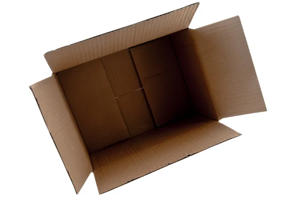 Open en lege kartonnen doos. — Stockfoto