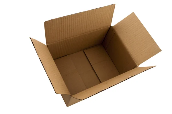 Открытая и пустая картонная коробка . — стоковое фото