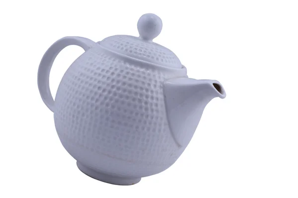 Weiße Teekanne auf isoliertem weißem Hintergrund — Stockfoto