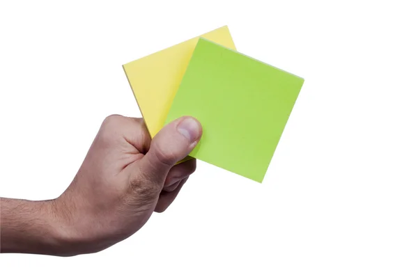 Memo paper holding in the human hand — Stock Photo, Image