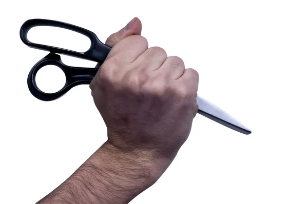 Black scissors stick into position — Stock Photo, Image