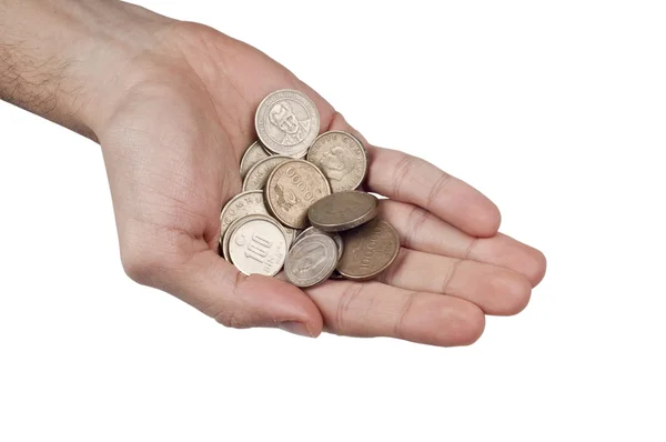 stock image Turkish coins on the palm