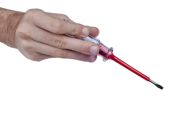 Screwdriver using by human hand — Stock Photo, Image
