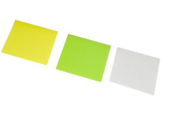 Yeşil ve sarı beyaz küçük not kağıtları
