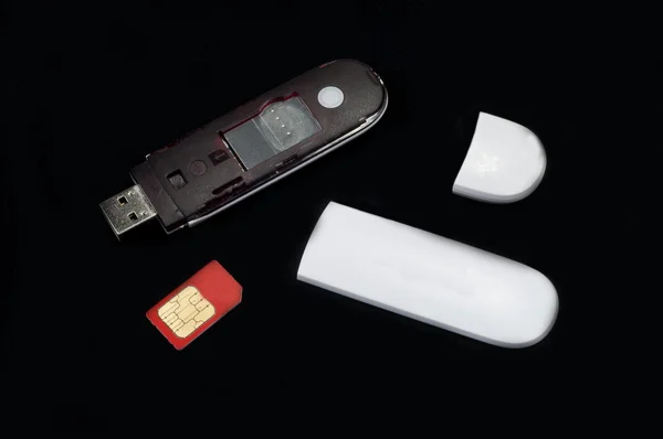 3 g mobil mod ve SIM kartı parçaları — Stok fotoğraf